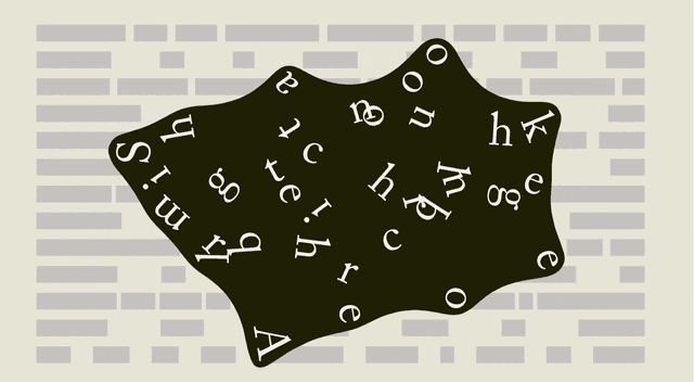 Animation of letters floating around in a black ooze